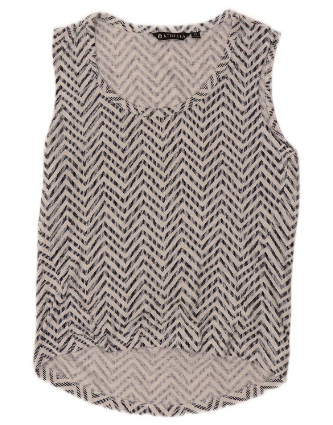 Athleta Womens Sleeveless Blouse Top UK 6 XS White Chevron Modal