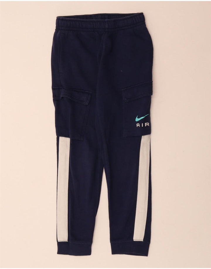 NIKE Boys Tracksuit Trousers Joggers 10-11 Years Medium Navy Blue