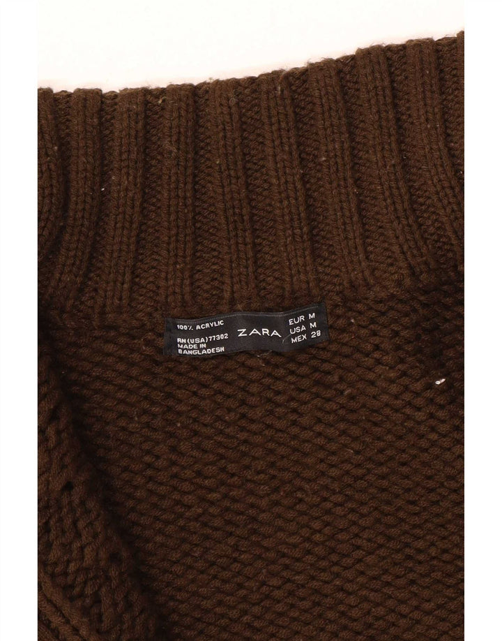 Zara Womens Cardigan Sweater UK 12 Medium Brown