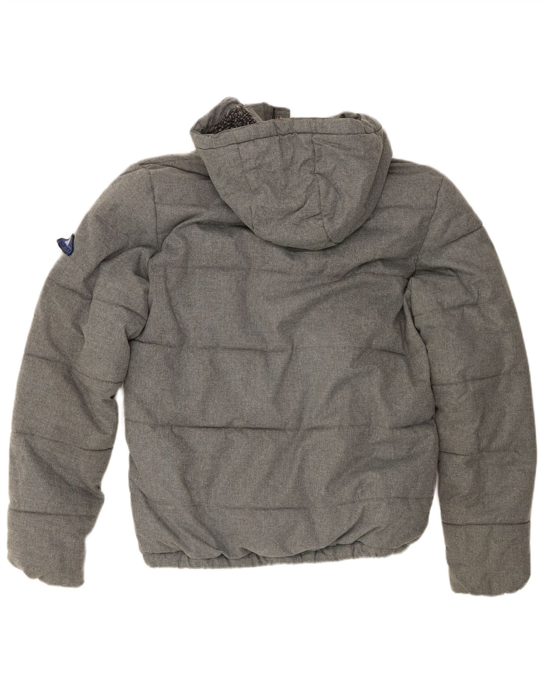 Superdry Mens Hooded Padded Jacket UIK 38 Medium Grey Polyester