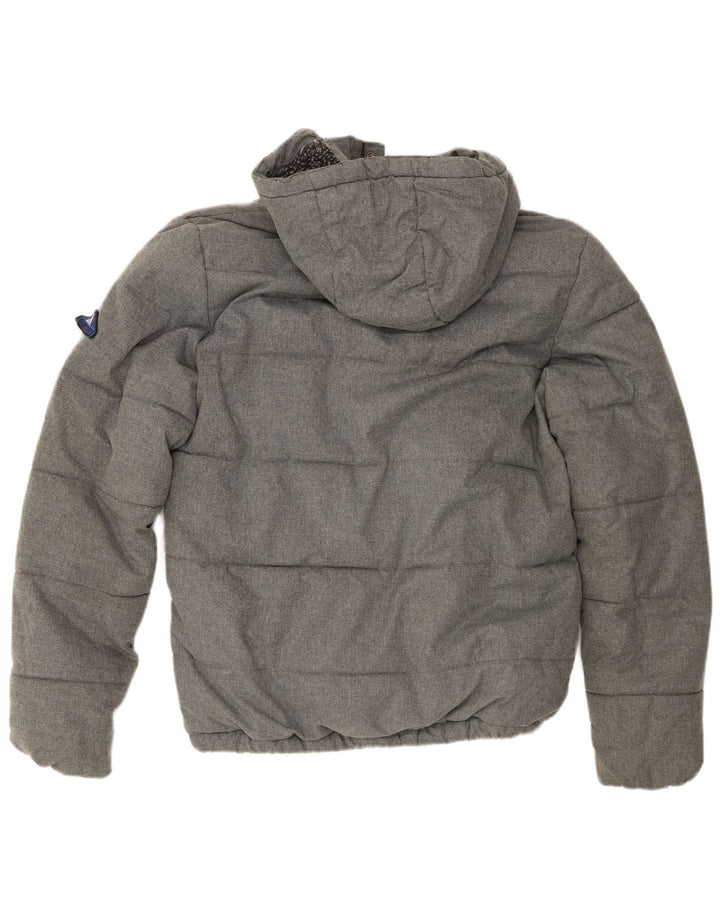 Superdry Mens Hooded Padded Jacket UIK 38 Medium Grey Polyester
