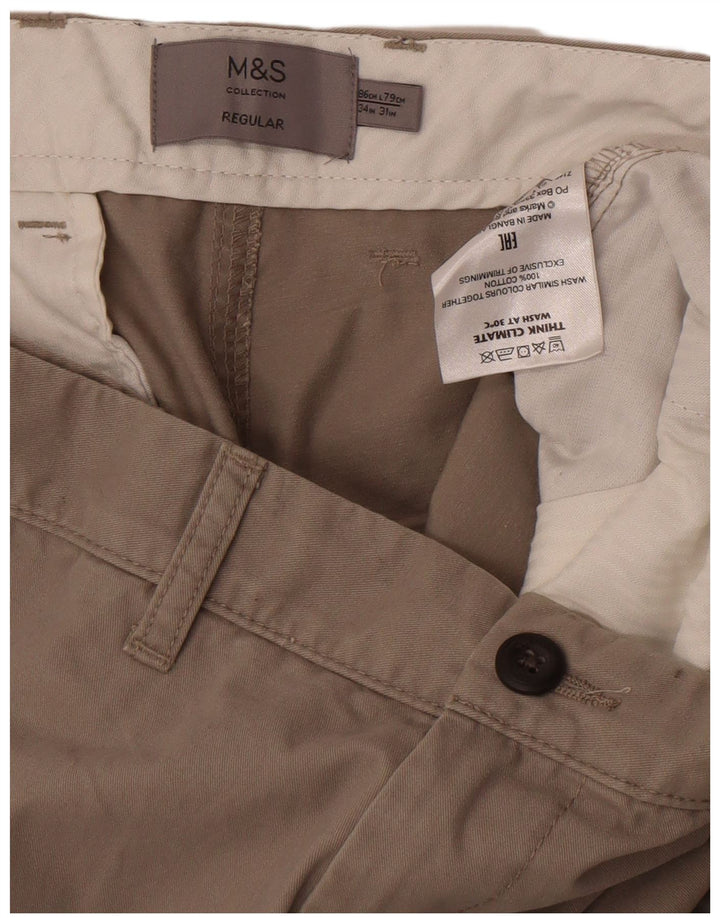 Marks & Spencer Mens Regular Fit Chino Trousers W34 L31 Grey Cotton