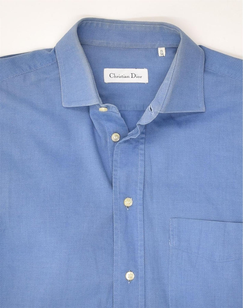 CHRISTIAN DIOR Mens Shirt Size 38 15 Medium Blue Cotton | Vintage Christian Dior | Thrift | Second-Hand Christian Dior | Used Clothing | Messina Hembry 