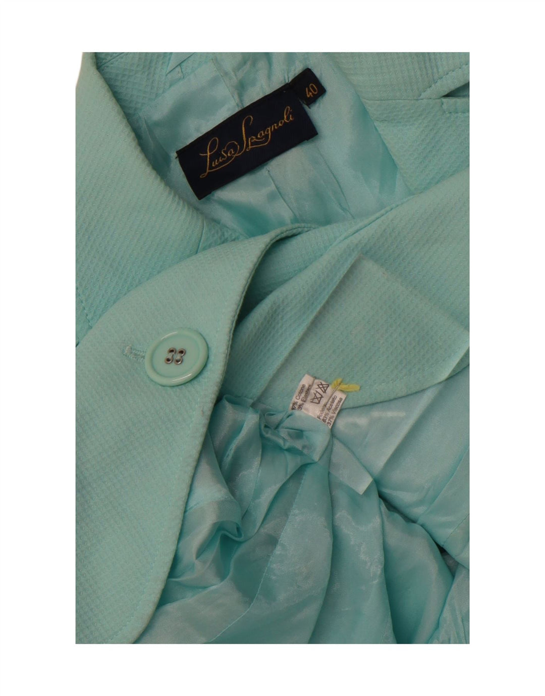 Luisa Spagnoli Womens 3 Button Blazer Jacket IT 40 Small Turquoise Cotton