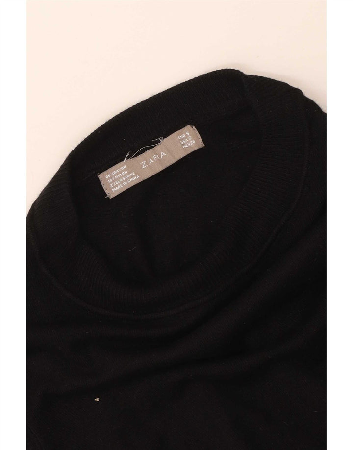 Zara Womens Turtle Neck Jumper Sweater UK 8 Small Black Rayon