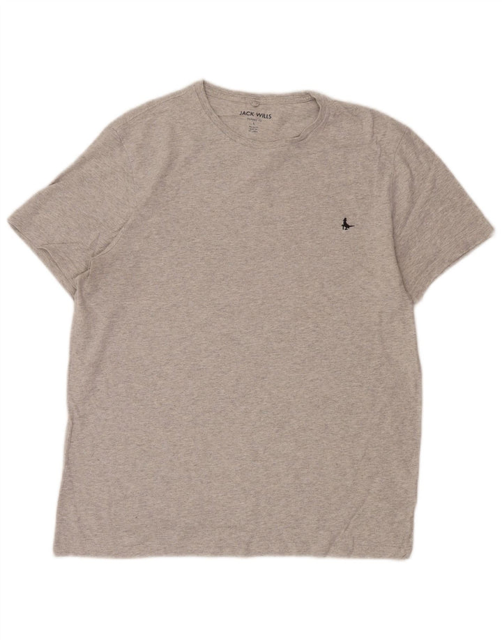Jack Wills Mens Classic Fit T-Shirt Top Large Grey Cotton