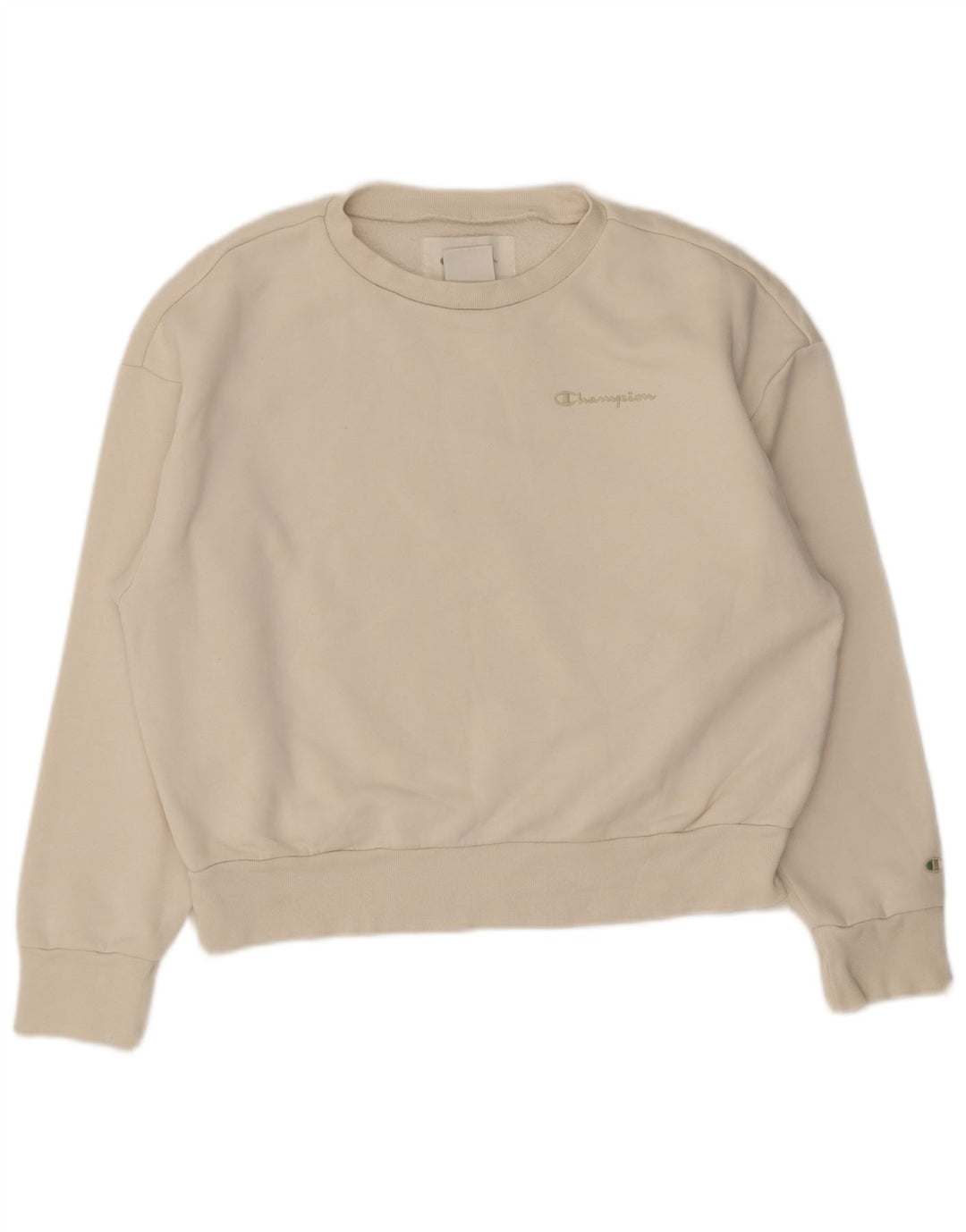 Champion Womens Oversized Sweatshirt Jumper UK 16 Large Off White Cotton