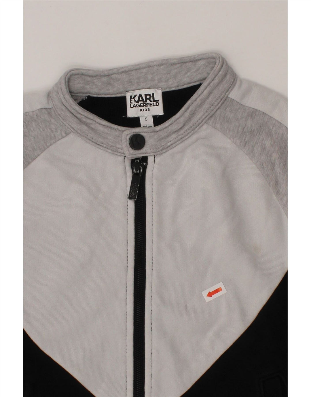 KARL LAGERFELD Boys Paris Tracksuit Top Jacket 4-5 Years Black Colourblock Vintage Karl Lagerfeld and Second-Hand Karl Lagerfeld from Messina Hembry 