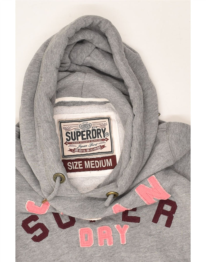 SUPERDRY Womens Graphic Hoodie Jumper UK 12 Medium Grey Cotton | Vintage Superdry | Thrift | Second-Hand Superdry | Used Clothing | Messina Hembry 