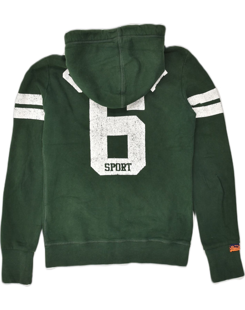 SUPERDRY Womens Graphic Zip Hoodie Sweater UK 6 XS Green Cotton | Vintage Superdry | Thrift | Second-Hand Superdry | Used Clothing | Messina Hembry 