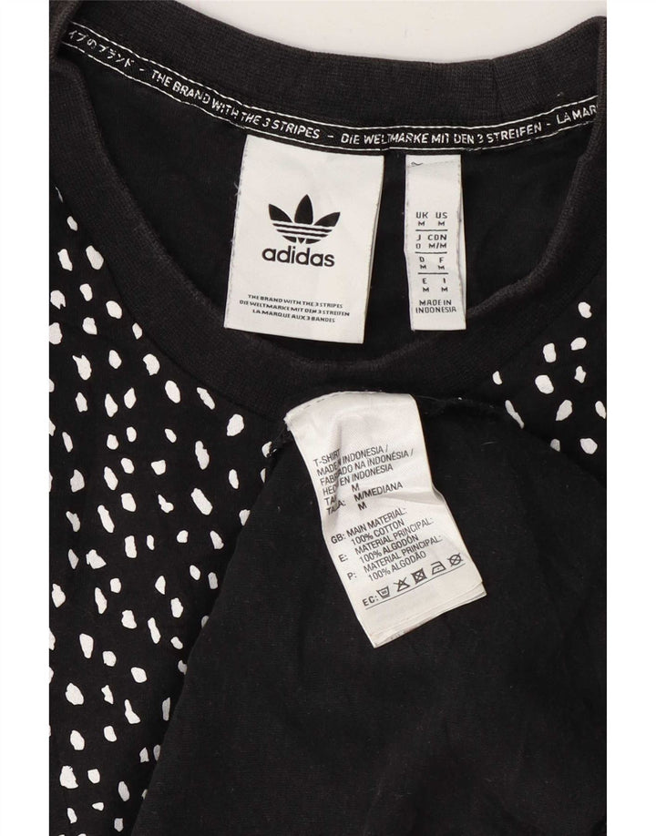 Adidas Mens T-Shirt Top Medium Black Spotted Cotton
