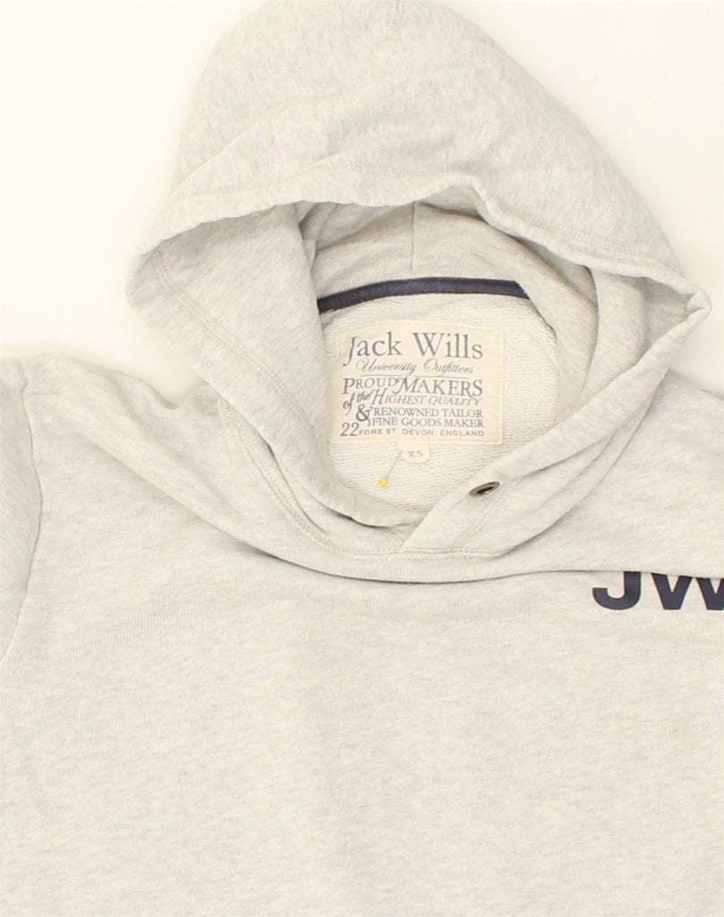 JACK WILLS Mens Graphic Hoodie Jumper XS Grey Cotton | Vintage Jack Wills | Thrift | Second-Hand Jack Wills | Used Clothing | Messina Hembry 