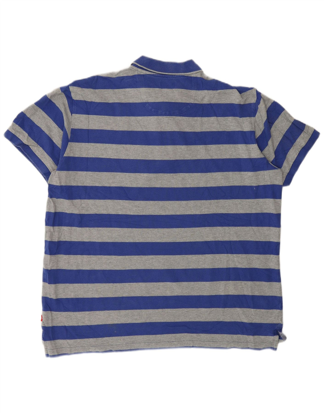 Izod Mens Polo Shirt XL Blue Striped Cotton