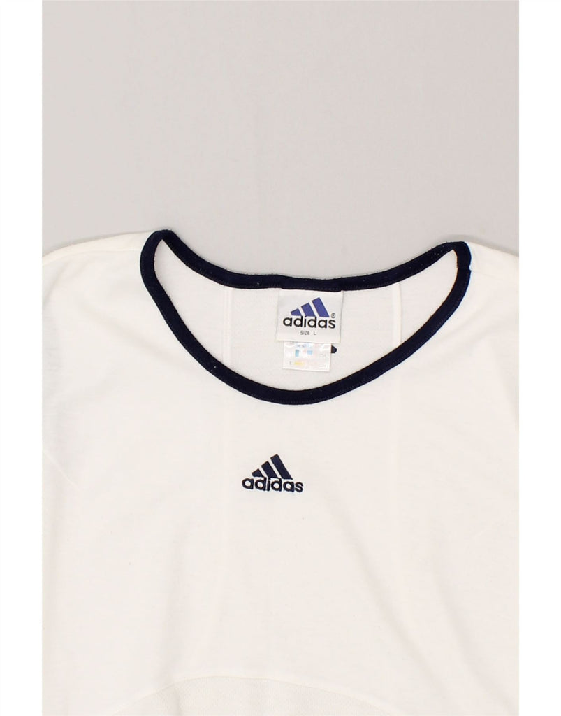 ADIDAS Womens Vest Top UK 14 Large White Cotton | Vintage Adidas | Thrift | Second-Hand Adidas | Used Clothing | Messina Hembry 