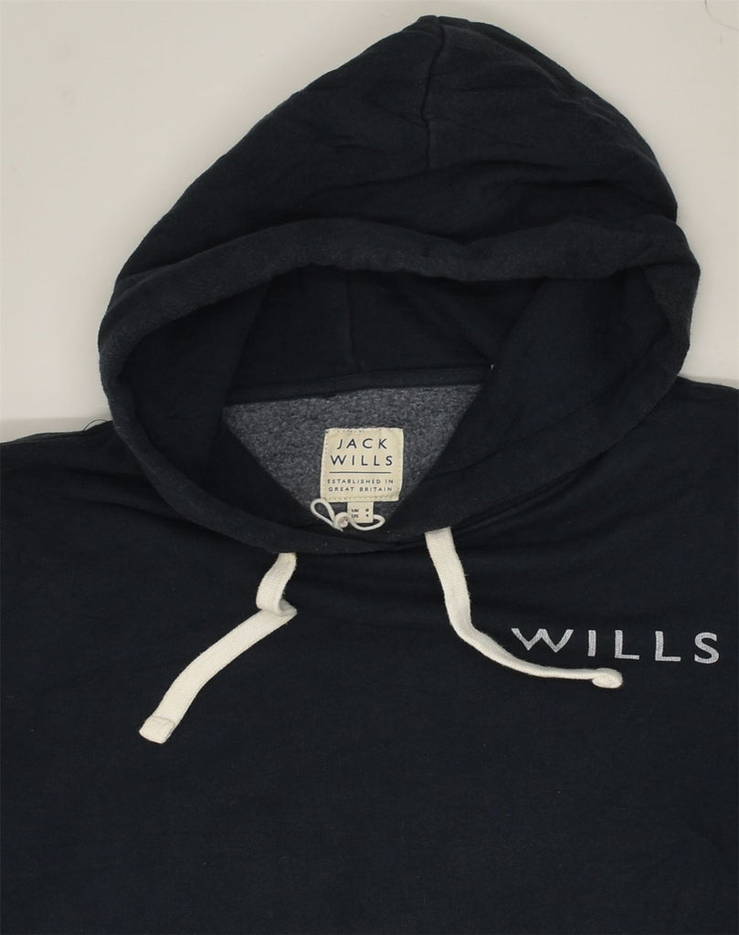 JACK WILLS Womens Graphic Hoodie Jumper UK 8 Small Black Cotton | Vintage Jack Wills | Thrift | Second-Hand Jack Wills | Used Clothing | Messina Hembry 