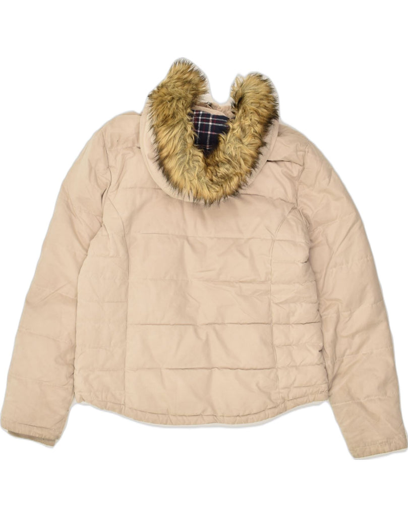 JACK WILLS Womens Hooded Padded Jacket UK 12 Medium  Beige Polyester | Vintage Jack Wills | Thrift | Second-Hand Jack Wills | Used Clothing | Messina Hembry 