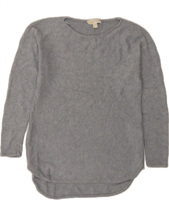MICHAEL KORS Womens Boat Neck Jumper Sweater UK 14 Medium Grey Cotton Vintage Michael Kors and Second-Hand Michael Kors from Messina Hembry 