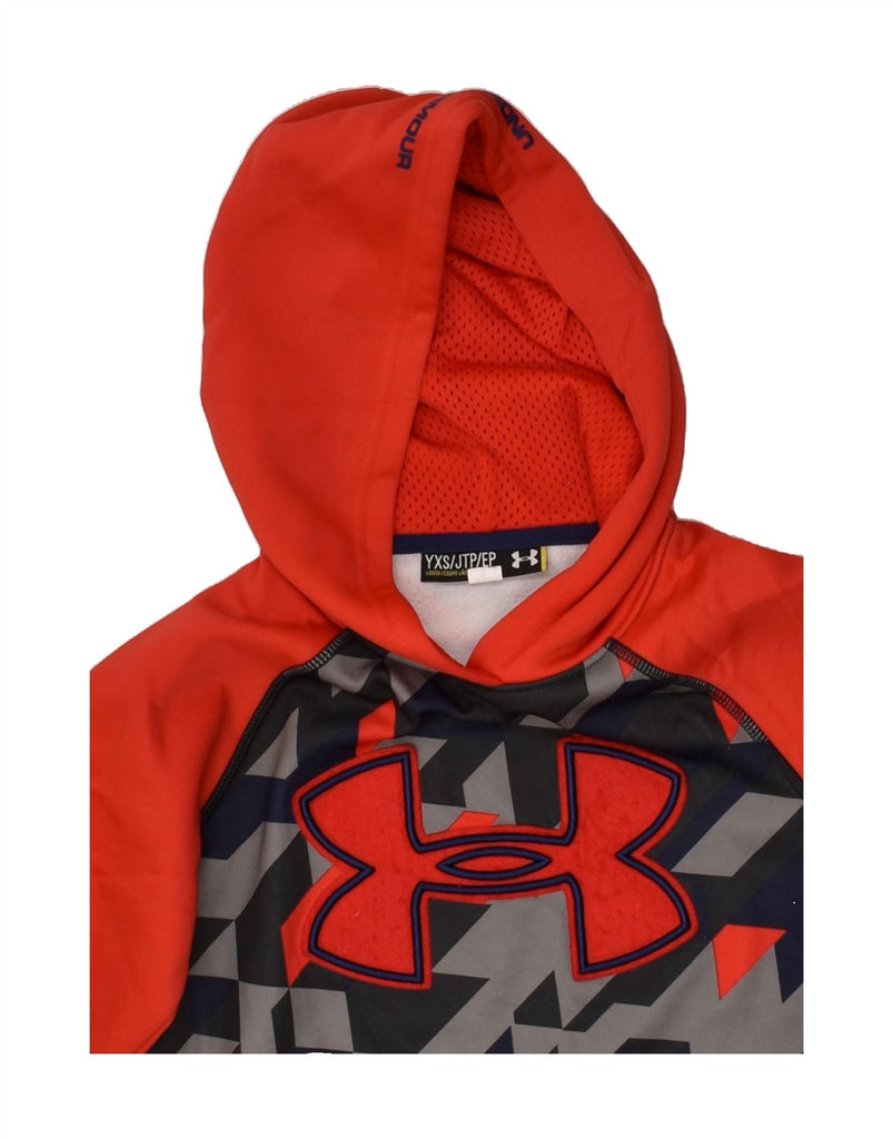 UNDER ARMOUR Boys Graphic Hoodie Jumper 5-6 Years XS Red Geometric | Vintage Under Armour | Thrift | Second-Hand Under Armour | Used Clothing | Messina Hembry 