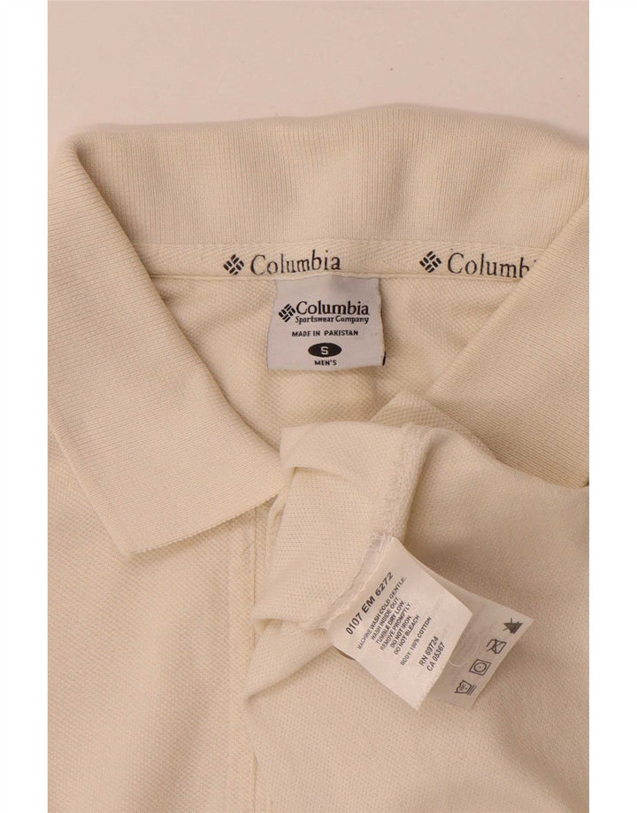 Columbia Mens Polo Shirt Small Off White Cotton