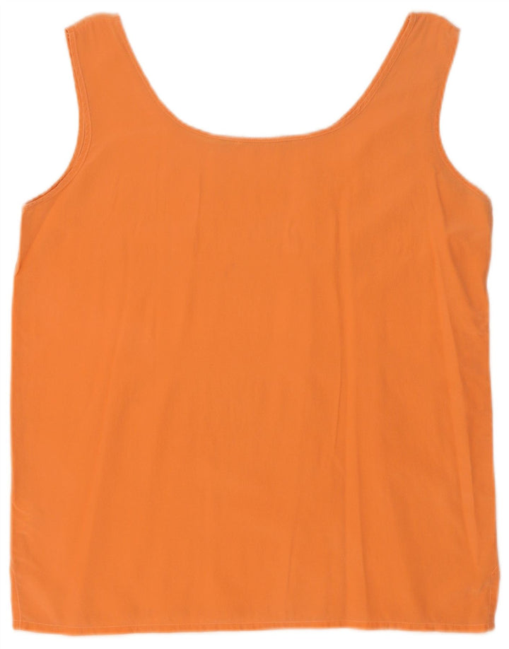 Vintage Womens Sleeveless Blouse Top UK 14 Medium Orange Silk