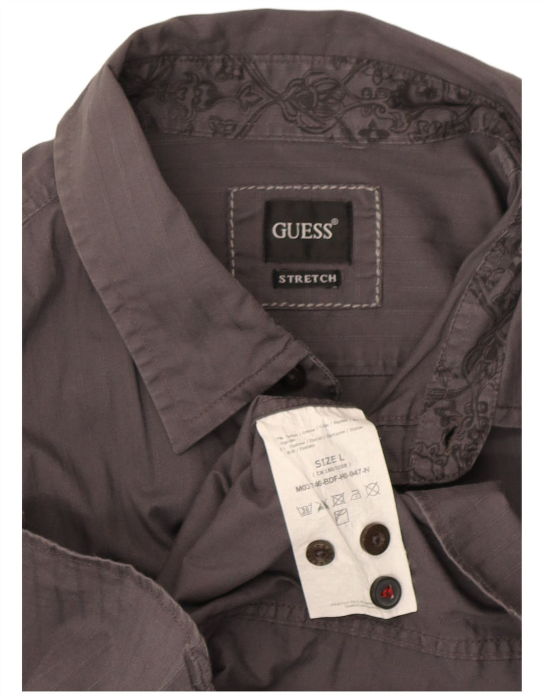 Guess Mens Shirt Large Grey Cotton