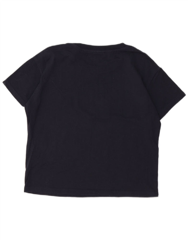 SUPERDRY Womens Graphic T-Shirt Top UK 12 Medium  Navy Blue Cotton