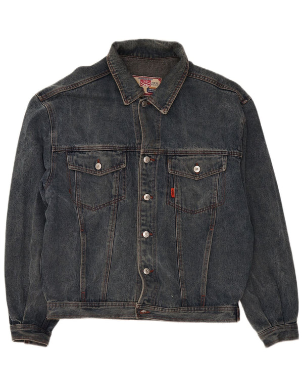 Zip Mens Denim Jacket UK 40 Large Blue