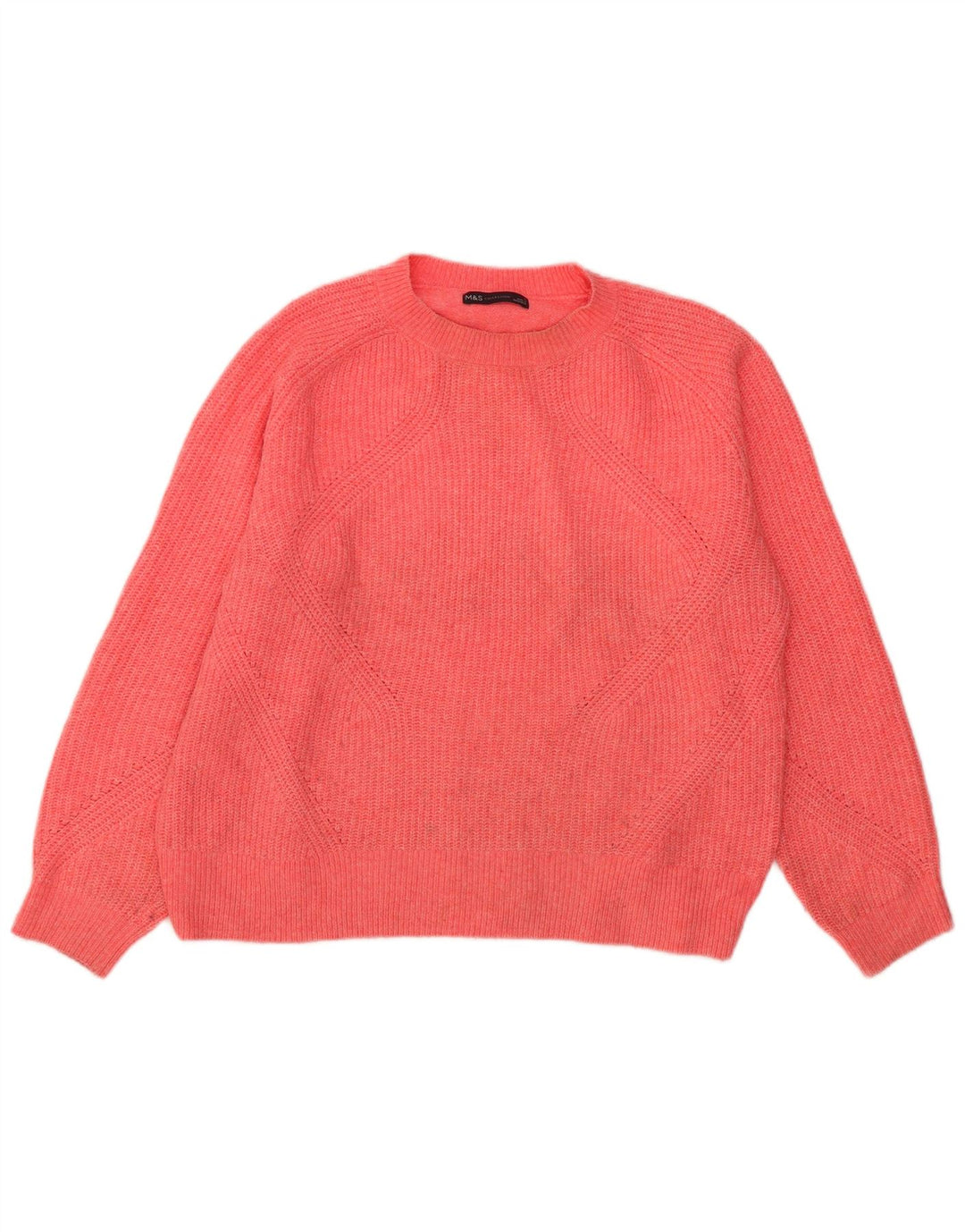 Marks & Spencer Womens Oversized Crew Neck Jumper Sweater UK 16 Large Pink