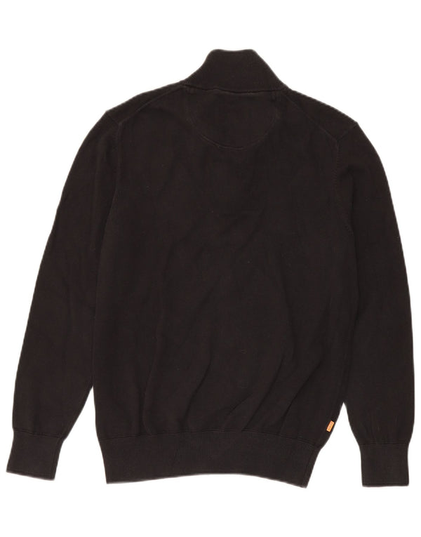 Timberland Mens Zip Neck Jumper Sweater Small Black Cotton