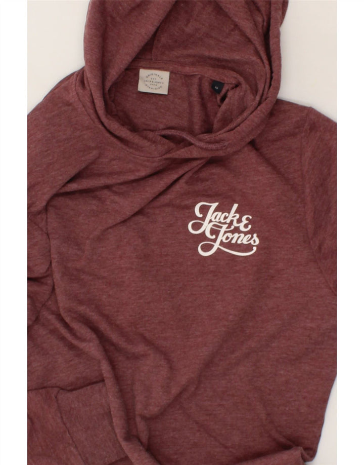 JACK & JONES Mens Hoodie Jumper Medium Maroon Polyester Vintage Jack & Jones and Second-Hand Jack & Jones from Messina Hembry 