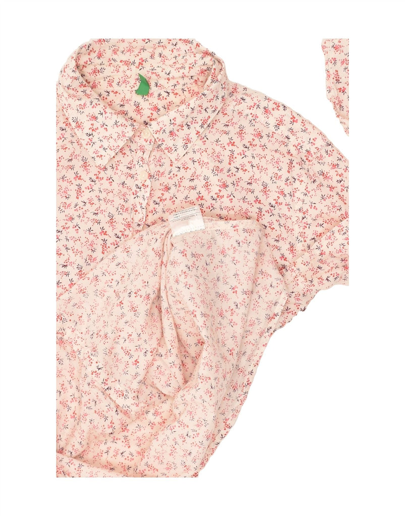 BENETTON Womens Loose Fit Shirt UK 10 Small Pink Floral Cotton | Vintage Benetton | Thrift | Second-Hand Benetton | Used Clothing | Messina Hembry 