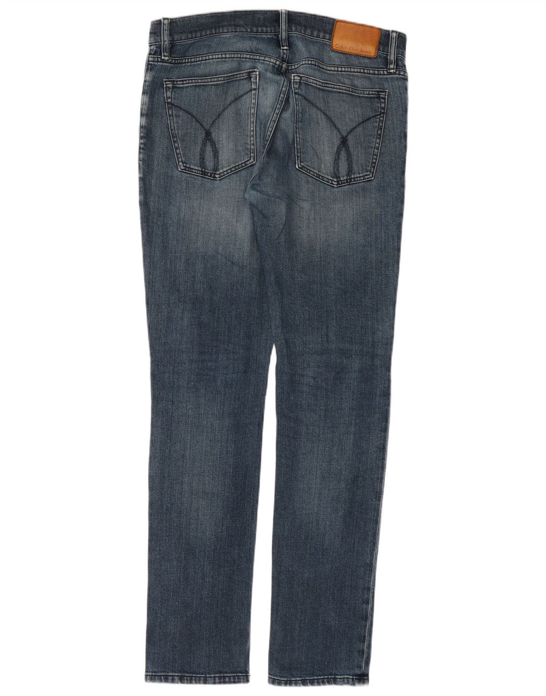 CALVIN KLEIN Mens Distressed Slim Jeans W32 L34 Blue Cotton