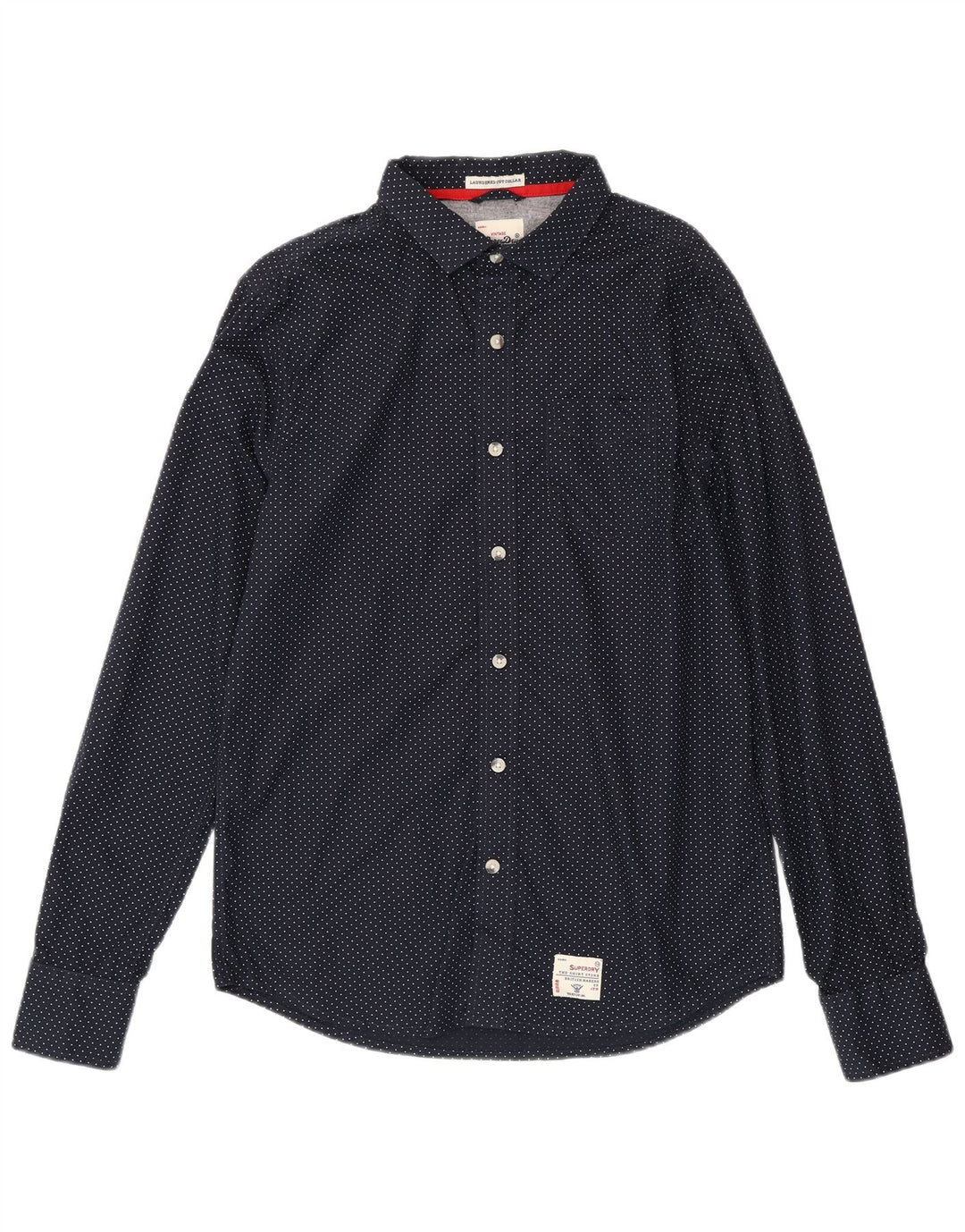 Superdry Mens Shirt XL Navy Blue Polka Dot Cotton
