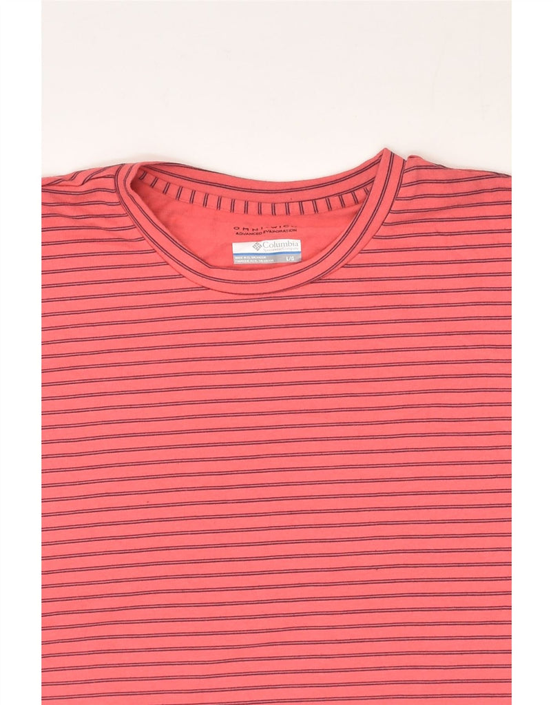 COLUMBIA Mens Omni-Wick T-Shirt Top Large Pink Striped Cotton | Vintage Columbia | Thrift | Second-Hand Columbia | Used Clothing | Messina Hembry 