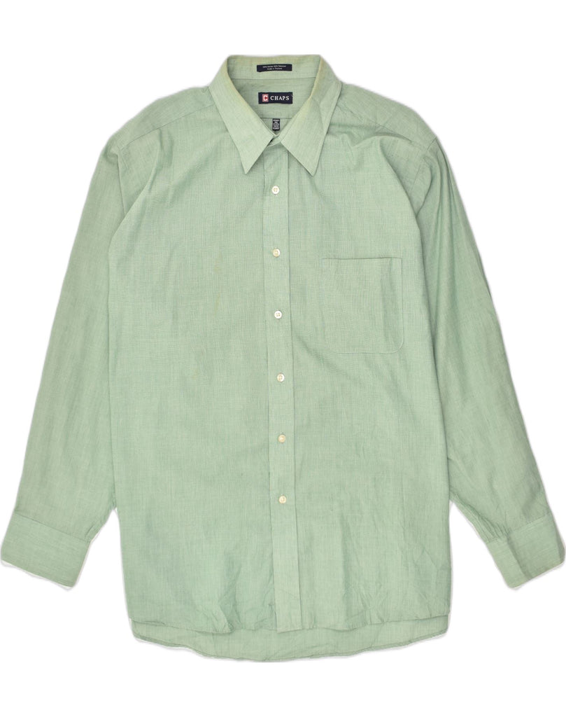 CHAPS Mens Wrinkle Resistant Shirt Size 17 17 1/2 XL Green Cotton | Vintage Chaps | Thrift | Second-Hand Chaps | Used Clothing | Messina Hembry 