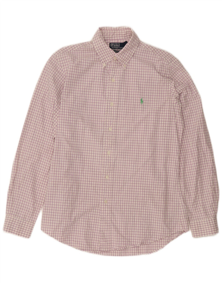 POLO RALPH LAUREN Mens Custom Fit Shirt Size 39 15 1/2 Medium Purple Check