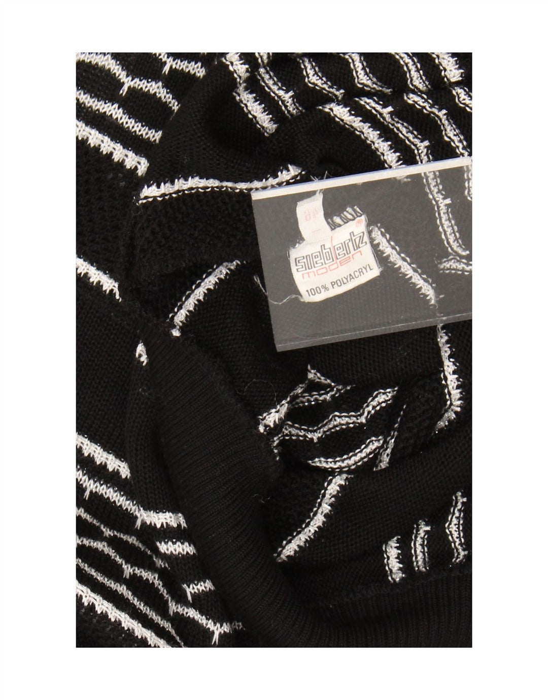 Vintage Womens Boat Neck Jumper Sweater EU 46 XL Black Striped Polyacrylic