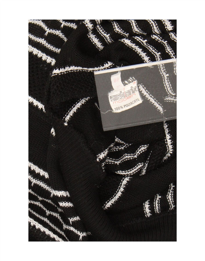 Vintage Womens Boat Neck Jumper Sweater EU 46 XL Black Striped Polyacrylic