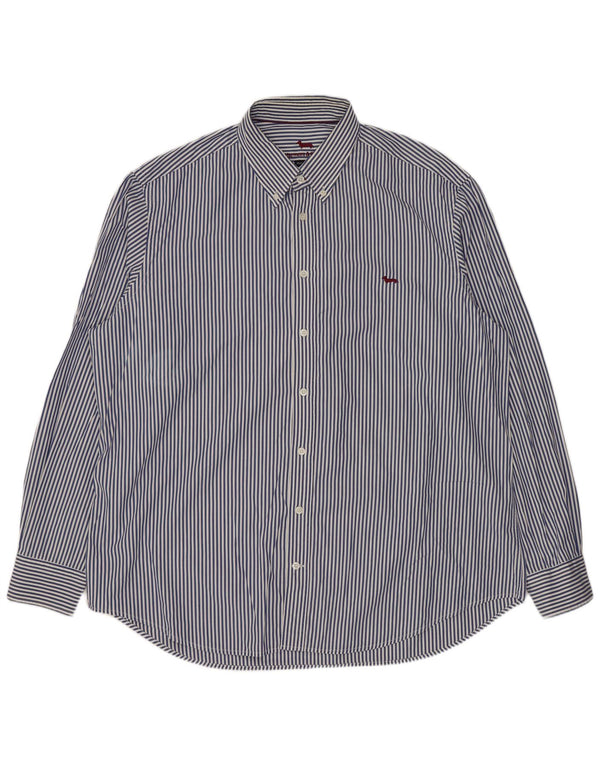 Harmont & Blaine Mens Regular Fit Shirt 3XL Blue Pinstripe Cotton
