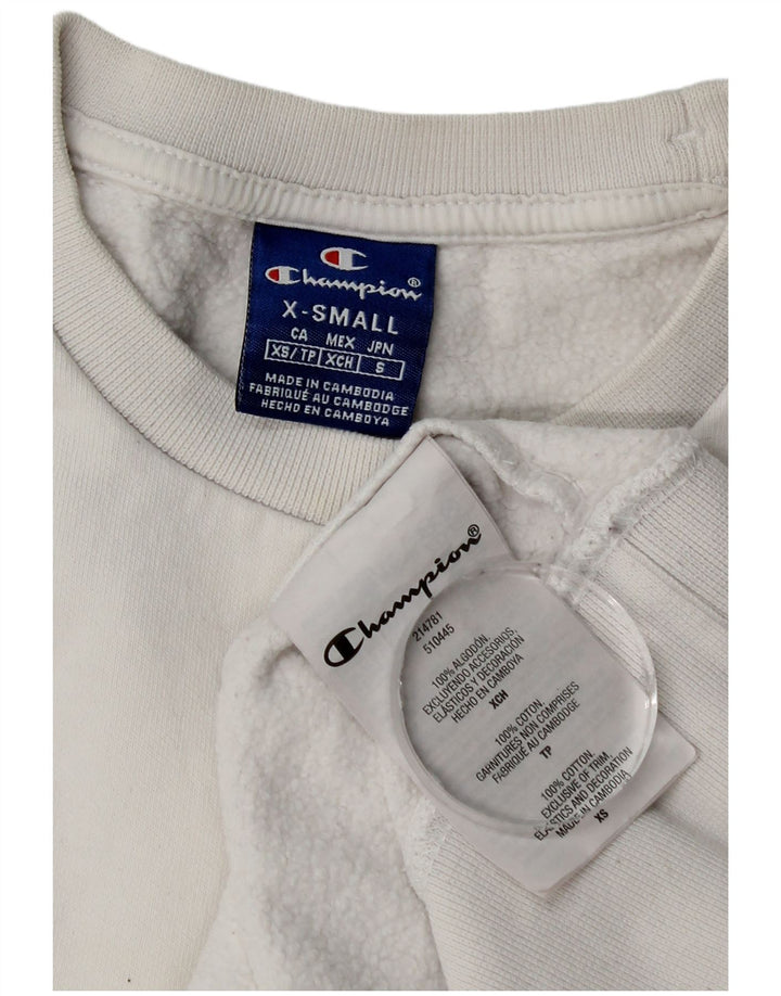 Champion Womens Oversized Sweatshirt Jumper UK 6 XS White Cotton