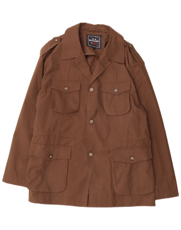 Sea Barrier Mens Military Utility Jacket UK 42 XL Brown Cotton