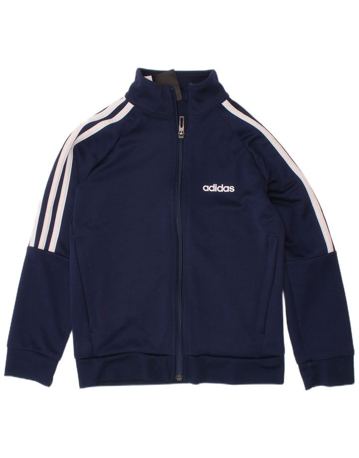 ADIDAS Boys Climalite Tracksuit Top Jacket 7-8 Years Navy Blue Polyester