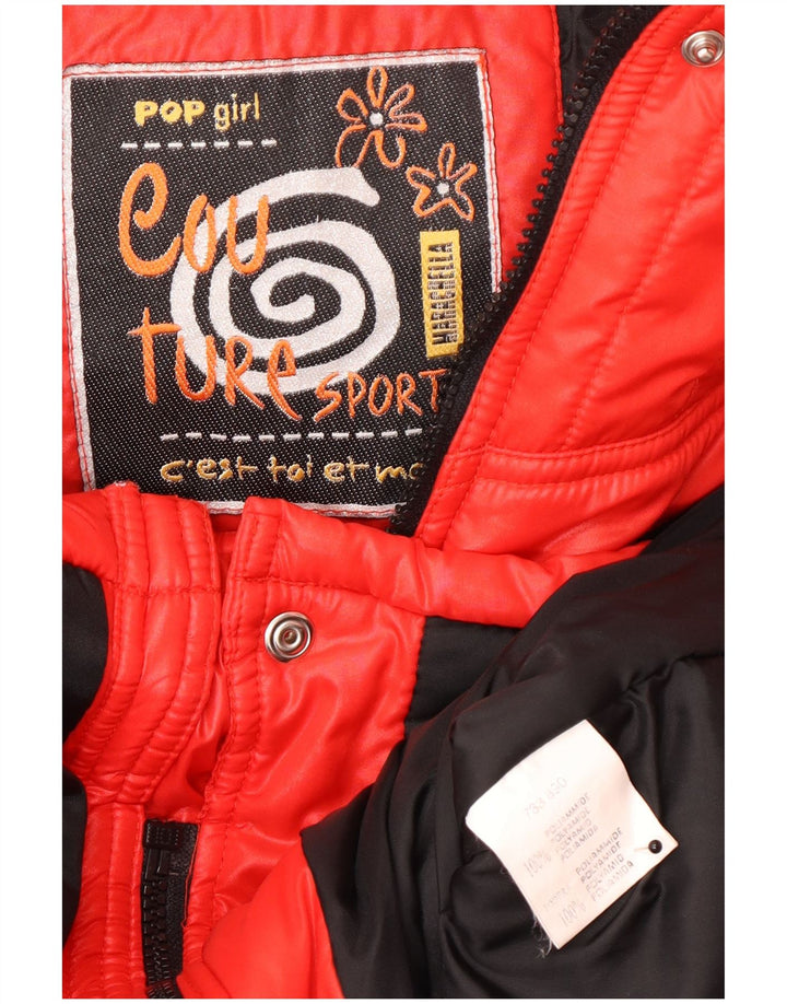 Vintage Girls Hooded Padded Jacket 15-16 Years Red Polyamide