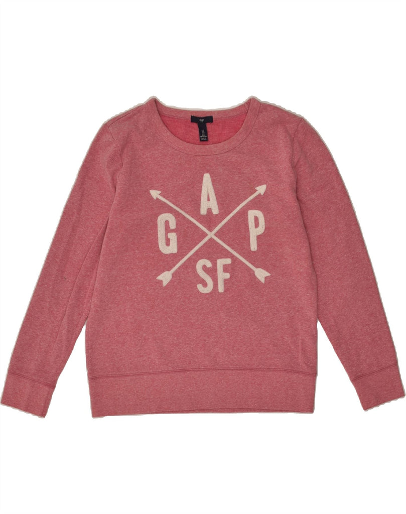 GAP Womens Graphic Sweatshirt Jumper UK 10 Small Pink Cotton Vintage Gap and Second-Hand Gap from Messina Hembry 