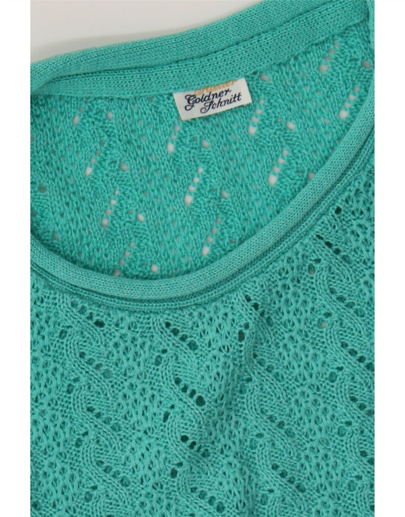 VINTAGE Womens Crochet Boat Neck Jumper Sweater UK 12 Medium Turquoise Vintage Vintage and Second-Hand Vintage from Messina Hembry 