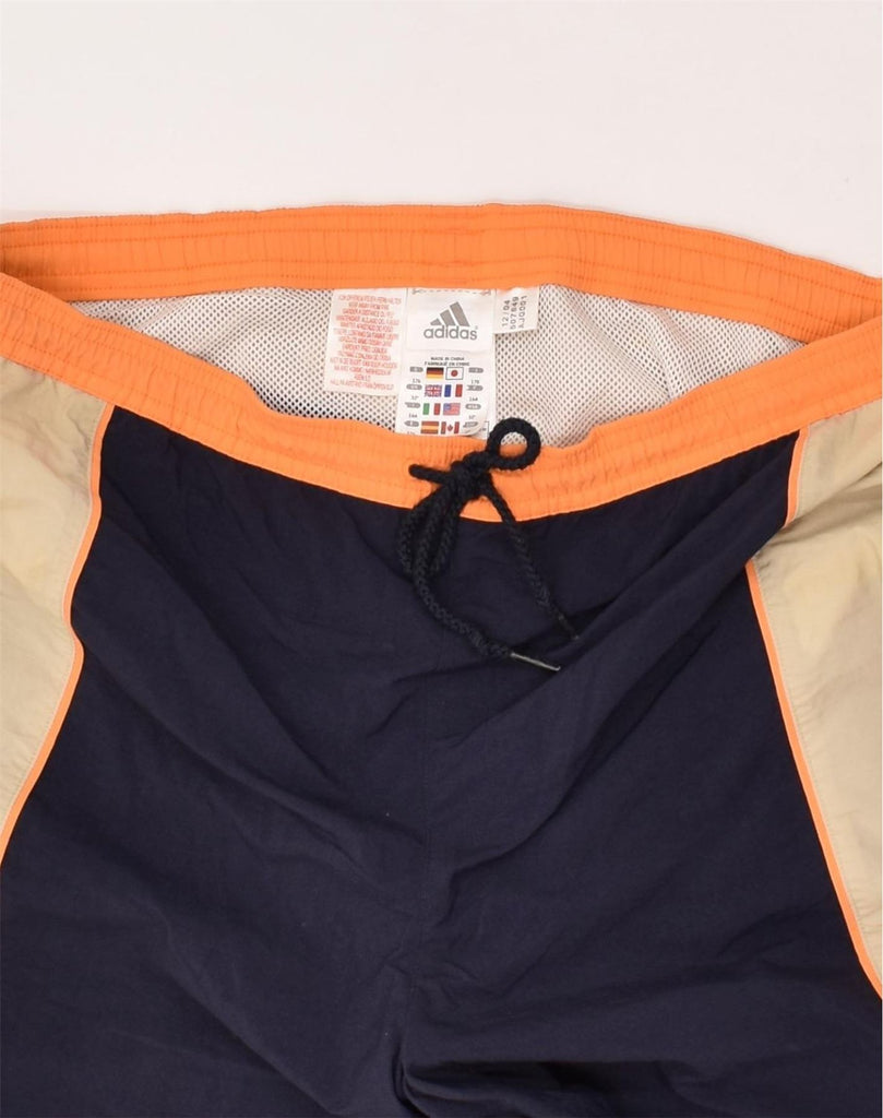 ADIDAS Mens Graphic Sport Shorts W32 Medium Navy Blue Colourblock | Vintage Adidas | Thrift | Second-Hand Adidas | Used Clothing | Messina Hembry 