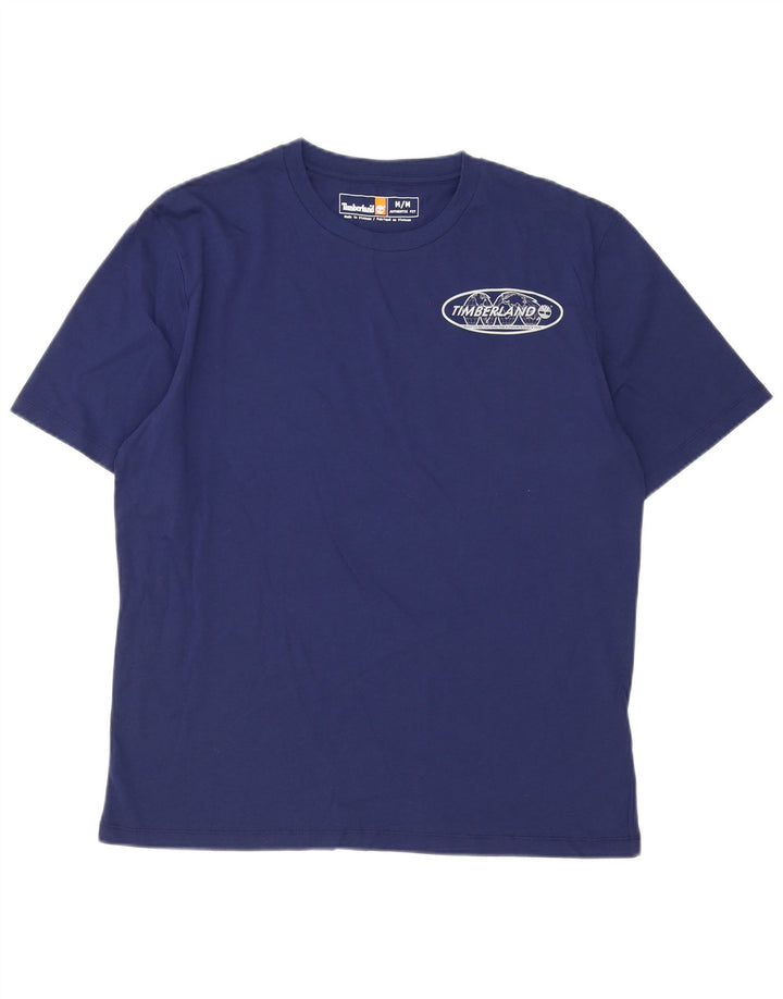 Timberland Mens Graphic T-Shirt Top Medium Navy Blue Cotton