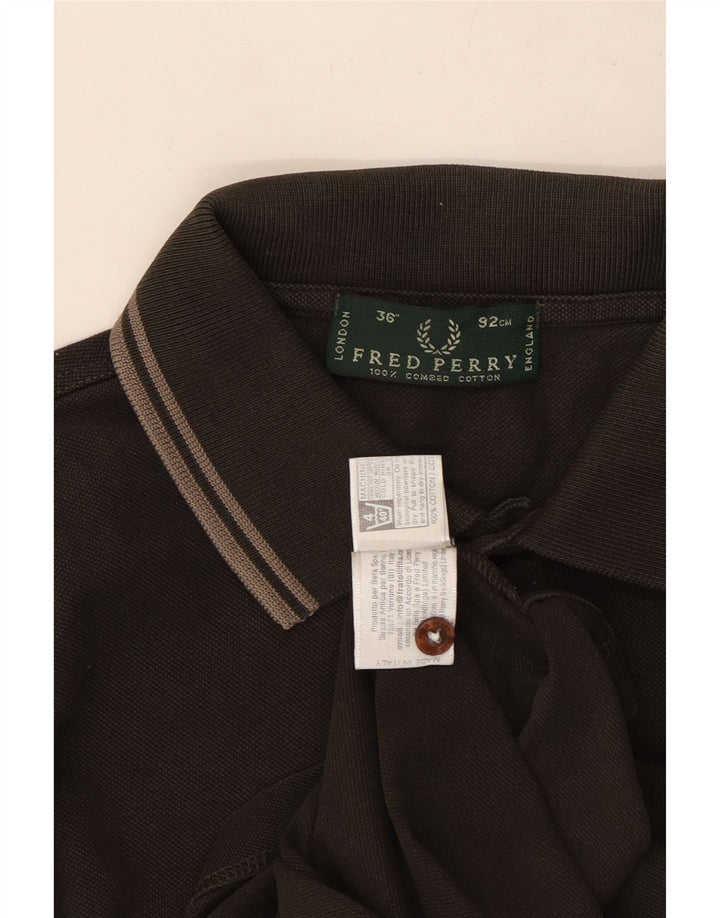 Fred Perry Mens Long Sleeve Polo Shirt Small Grey Cotton