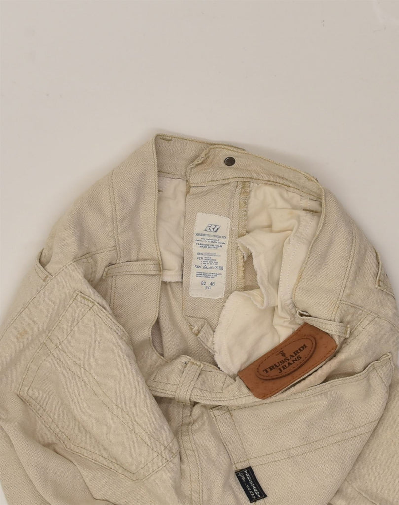 TRUSSARDI Womens Straight Casual Trousers W32 L27 Beige Cotton | Vintage Trussardi | Thrift | Second-Hand Trussardi | Used Clothing | Messina Hembry 