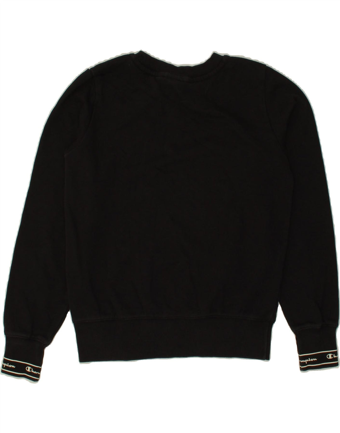 CHAMPION Womens Crop Graphic Sweatshirt Jumper UK 14 Medium Black Cotton Vintage Champion and Second-Hand Champion from Messina Hembry 